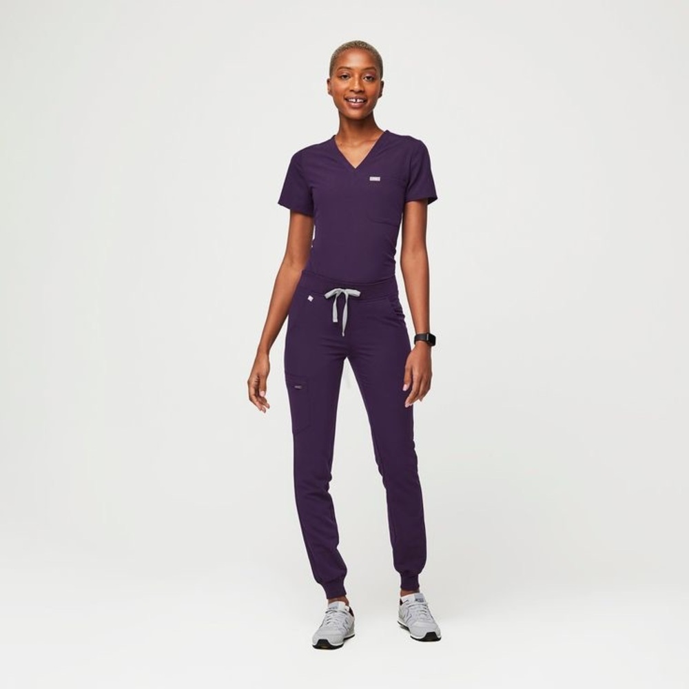 FIGS XS Purple Jam High-waisted Zamora Set